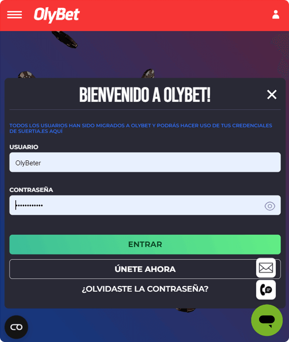 Registro Apuestas Deportivas Olybet